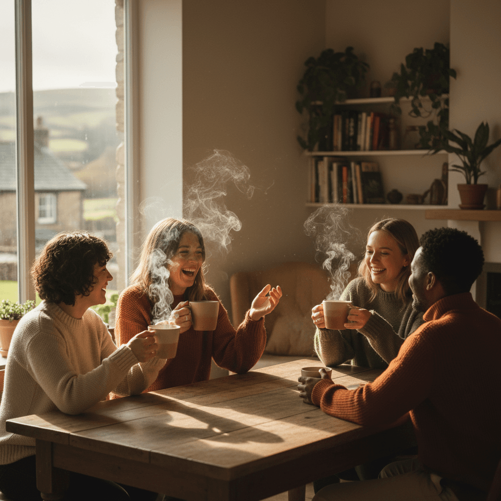 Community Cup warm welcome space with tea and coffee